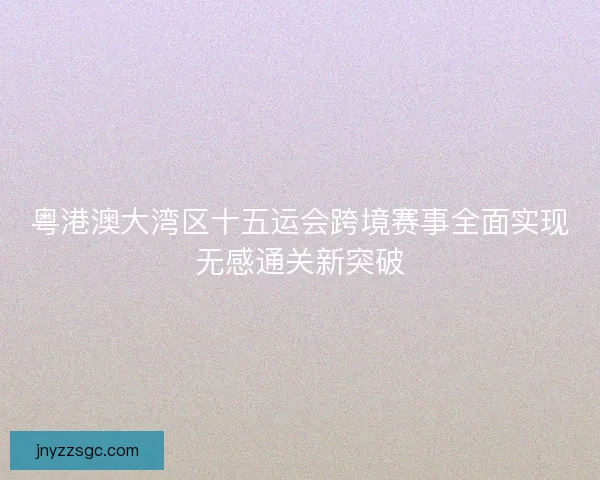 粤港澳大湾区十五运会跨境赛事全面实现无感通关新突破