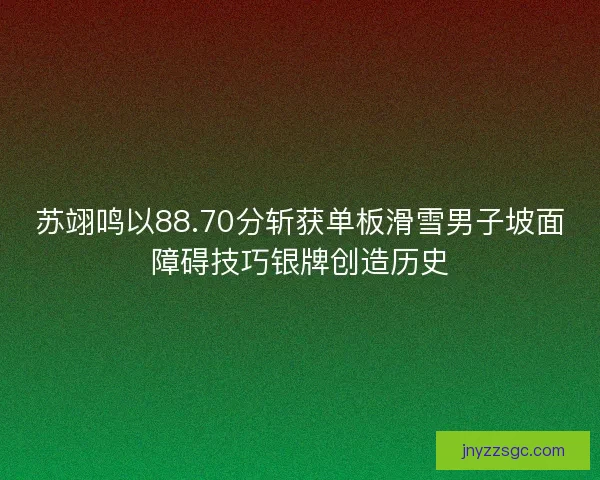 苏翊鸣以88.70分斩获单板滑雪男子坡面障碍技巧银牌创造历史
